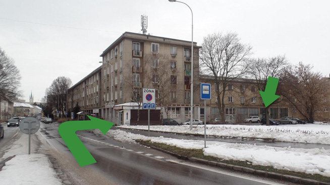 Označenie OPK Nitra na mape Mostnej ulice